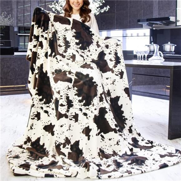 Cute Cow Print Blanket Soft Warm Throw Blanket Fleece Flannel Fuzzy Lightweight